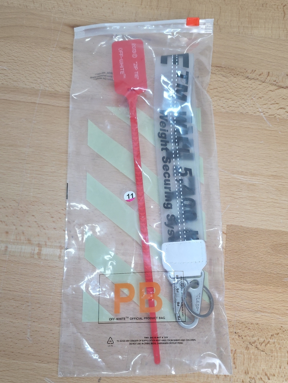 Off-White White and Red Industrial Keyring Strap
